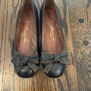 Kenneth Cole Brown Leather Flats with Bow Detail